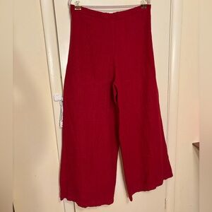 Bryn Walker 100% HEAVY linen deep red pants
